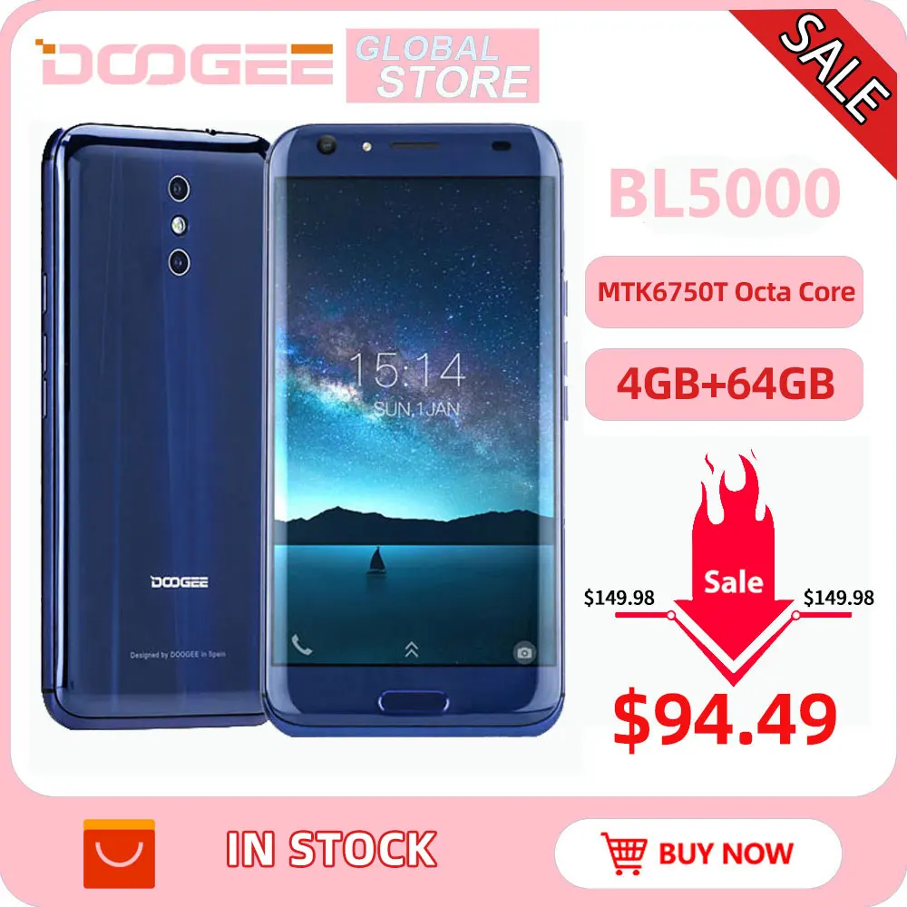  DOOGEE BL5000 Android 7.0 12V2A Quick Charge 5050mAh 5.5'' FHD MTK6750T Octa Core 4GB RAM 64GB ROM 