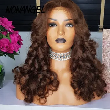 

Wowangel Colored Body Wave With Baby Hair 4*4 Closure Lace Front Human Hair Wigs Brazilian Remy with Pre-plucked 180% Density