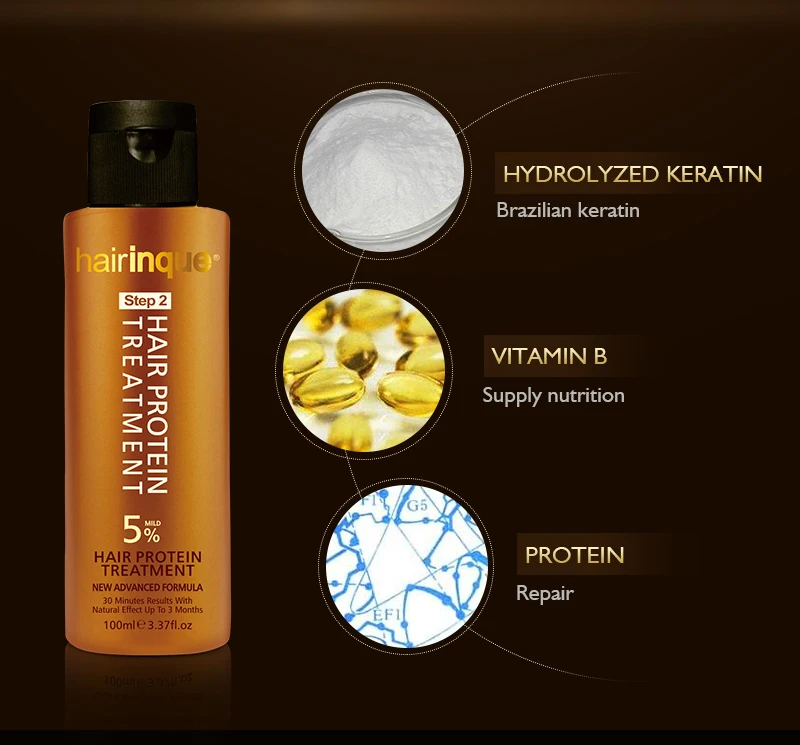 HAIRINQUE Brazilian Keratin Hair Treatment Formalin 5% Deep Repair Damaged Curly Hair Straightening Hair Care Products 100ml
