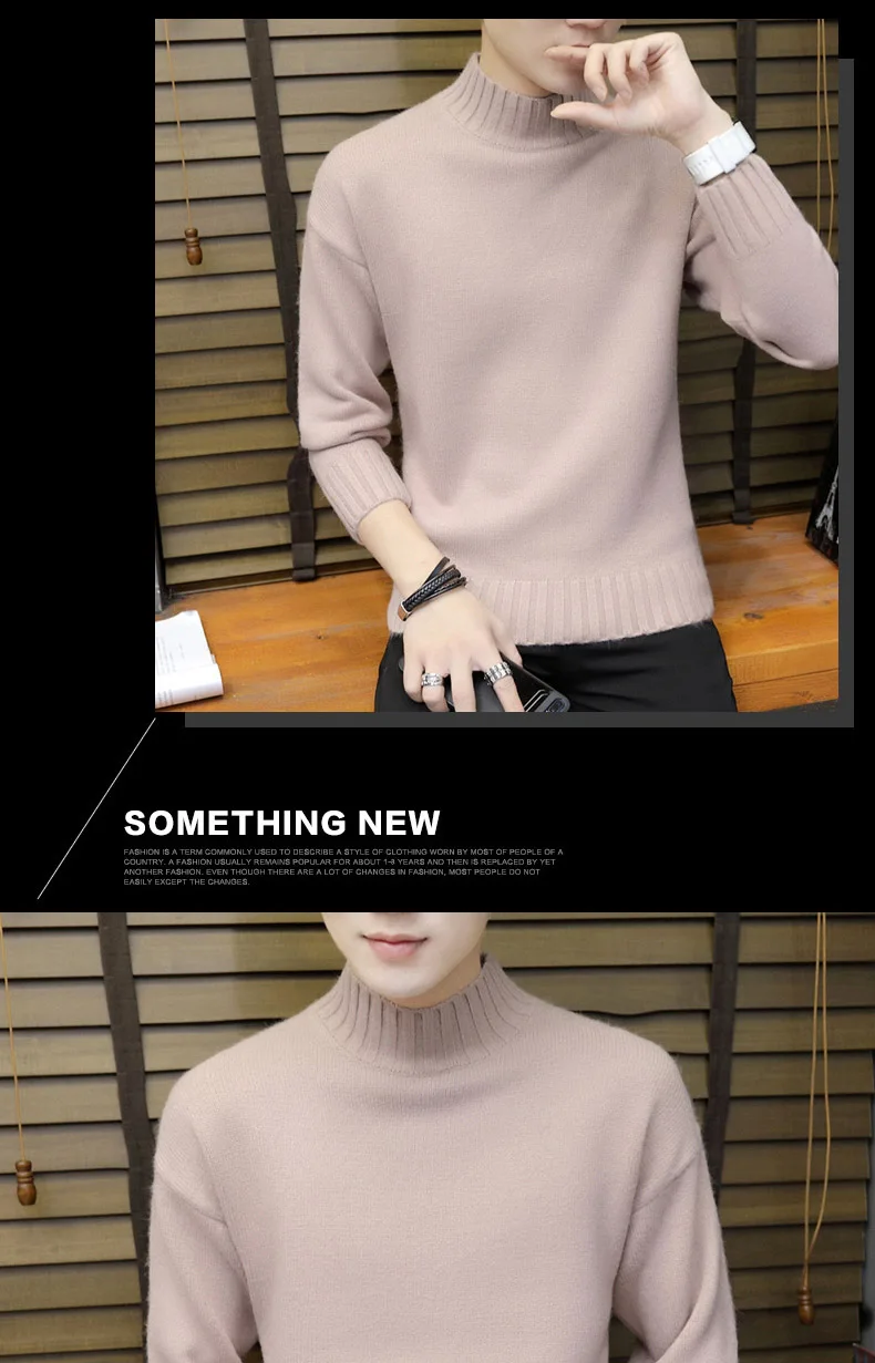 Модный свитер с высоким воротом, мужской корейский Свободный пуловер, мужской толстый зимний свитер, мужские пуловеры, топы, свитер для мужчин, M-3xl