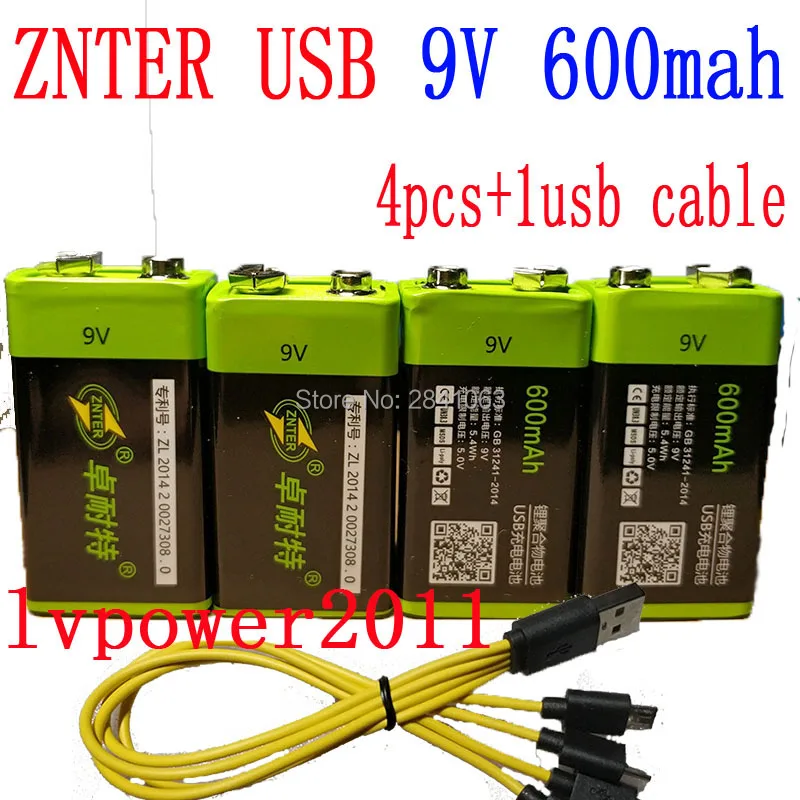 Аккумуляторная батарея ZNTER S19 9 в 600 мАч не 400 USB аккумуляторная В Lipo RC для