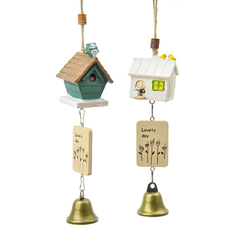 

Zakka Bird House Wind Chime Japanese Style And Wind Handmade Coloured Drawing Hanging Decoration Creative Home Accessories Love