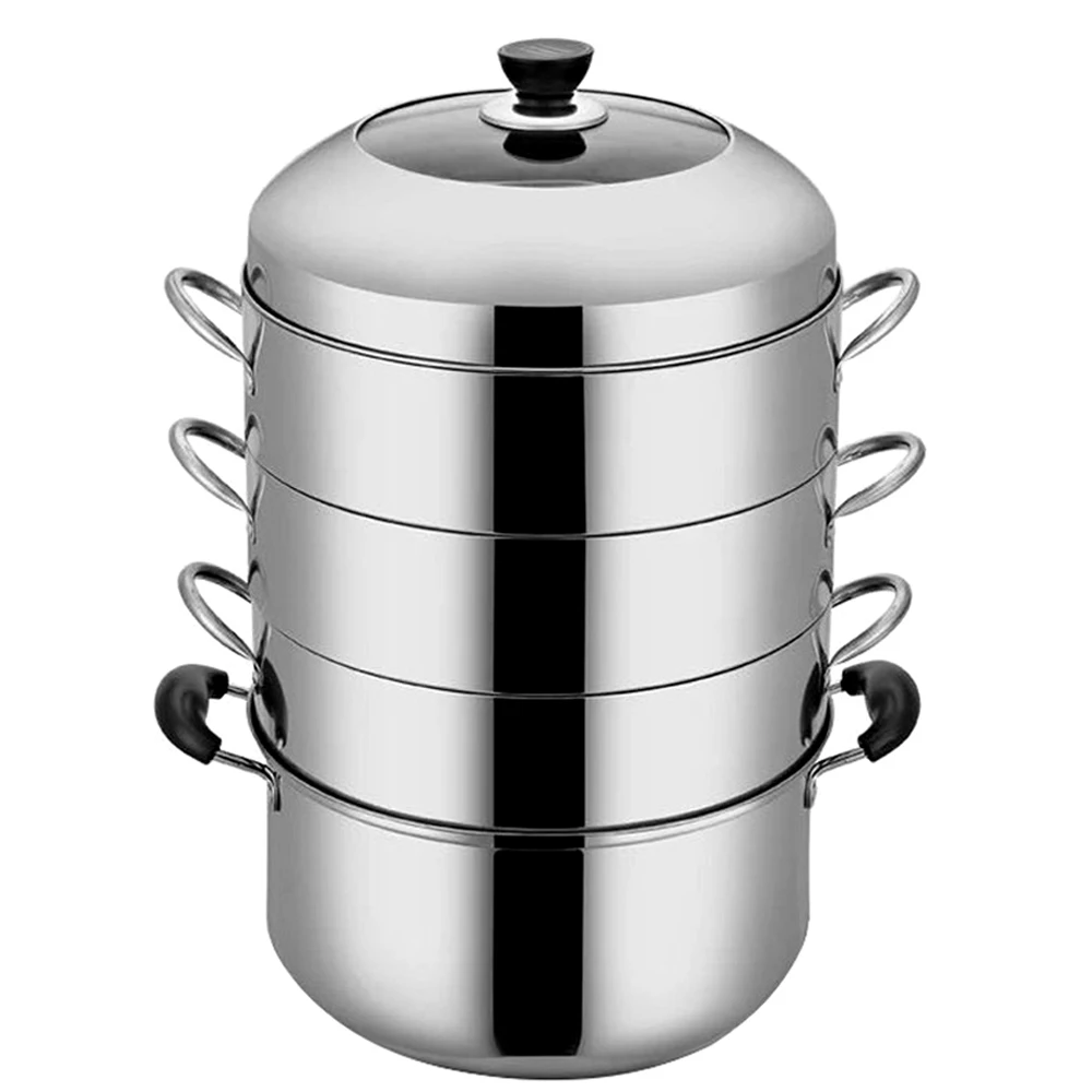 

Double Boiler Steamer Pot 26-34CM Stainless Steel Steam Pot Thicken 2-4 Layer Steamer Induction Cooker Steaming Home Soup Pot
