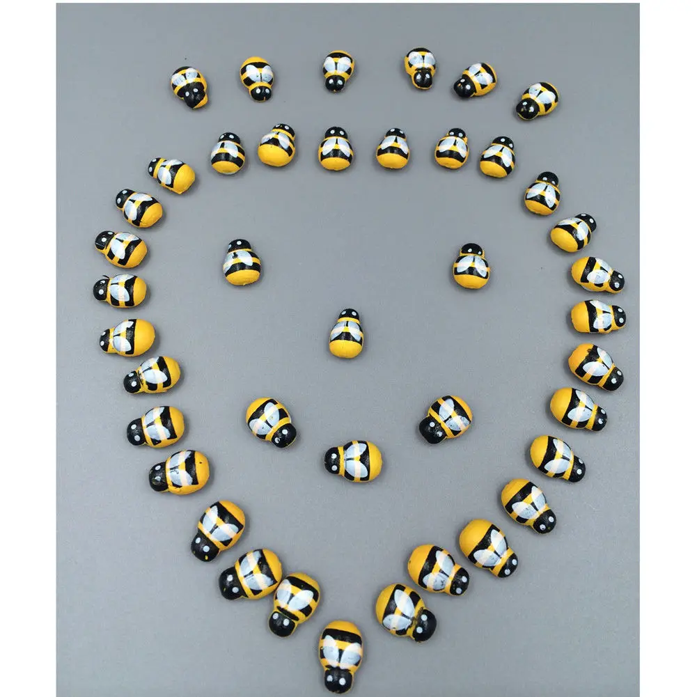 100pcs 3D Wooden Animal mini Bee Stickers Fridge Wall Decoration Scrapbooking Beekeeping Tools