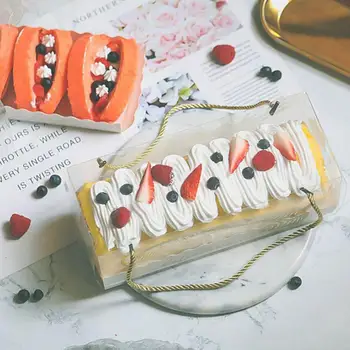 

10Pcs Transparent Cake Swiss Roll Boxes PET Packaging Dessert Container Holder