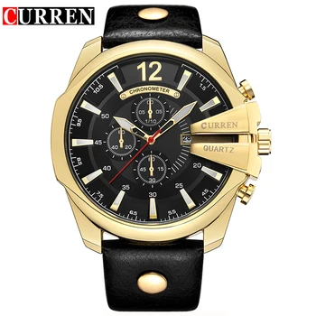 

Curren Men's Casual Sport Quartz Watch Mens Watches Top Brand Luxury Quartz-Watch Leather Strap Military Watch Wrist Male Clock