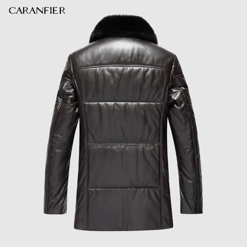 CARANFIER/куртка из натуральной кожи для мужчин; Зимний пуховик; мужская куртка из овчины; норковый меховой воротник; Chaqueta Cuero Hombre; DHL