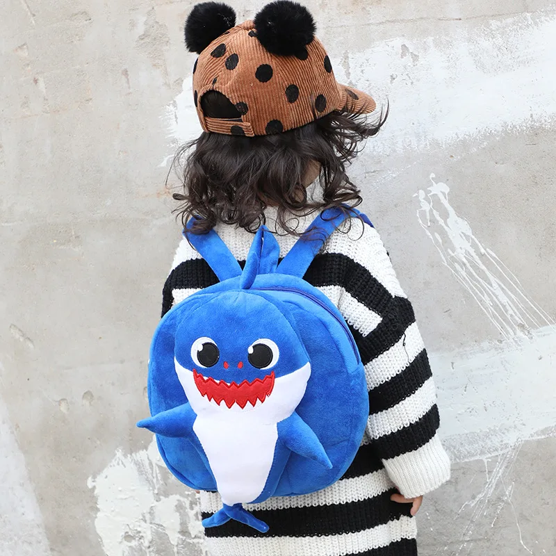 Mochila escolar de felpa de tiburón para niños, morral escolar de dibujos animados de 1 a 5 años, para guardería
