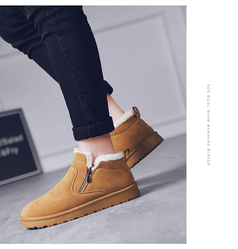 men women winter warm work boots with plush fur casual lightweight ankle boots waterproof anti-skid outdoor sneakers sports shoes couple unisex plus size shoes (34)