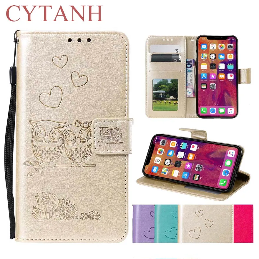 Luxury PU Leather Flip Case For Huawei Honor 9 Lite 3D Owl Emboss Wallet Cover Capa Phone | Мобильные телефоны и