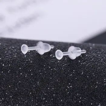 

100 Set Hypoallergenic Simple Plastic Earrings Clear Ear Pins Needle and Resin Earring Backs DIY Ear Accessories 23GE