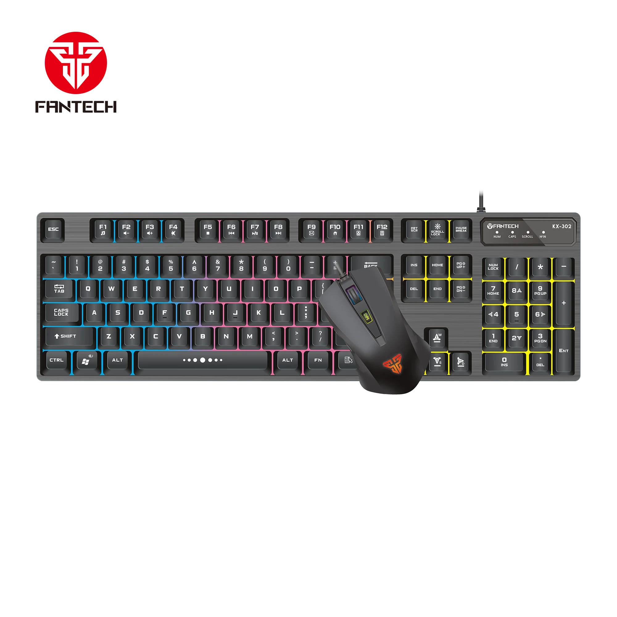 Fantech мышь и клавиатура KX302 104Key английская игровая клавиатура 3200 dpi настраиваемая профессиональная Проводная игровая мышь для мыши геймера