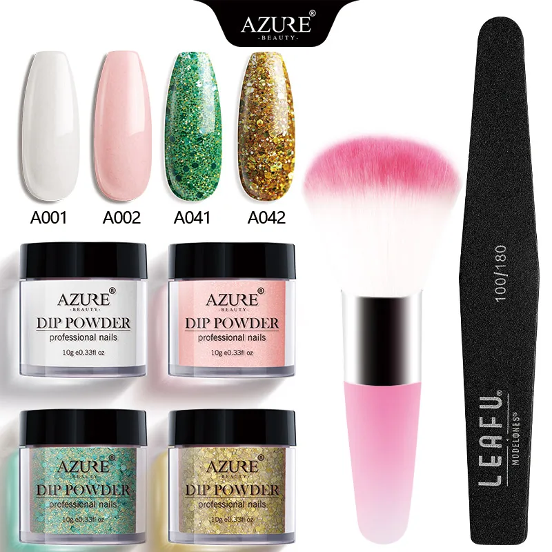 Azure beauty, 6 шт./лот, блестящая пудра для ногтей, набор, натуральная сухая голографическая система Dip, пудра, пигмент, пудра для ногтей, набор кистей - Цвет: 11