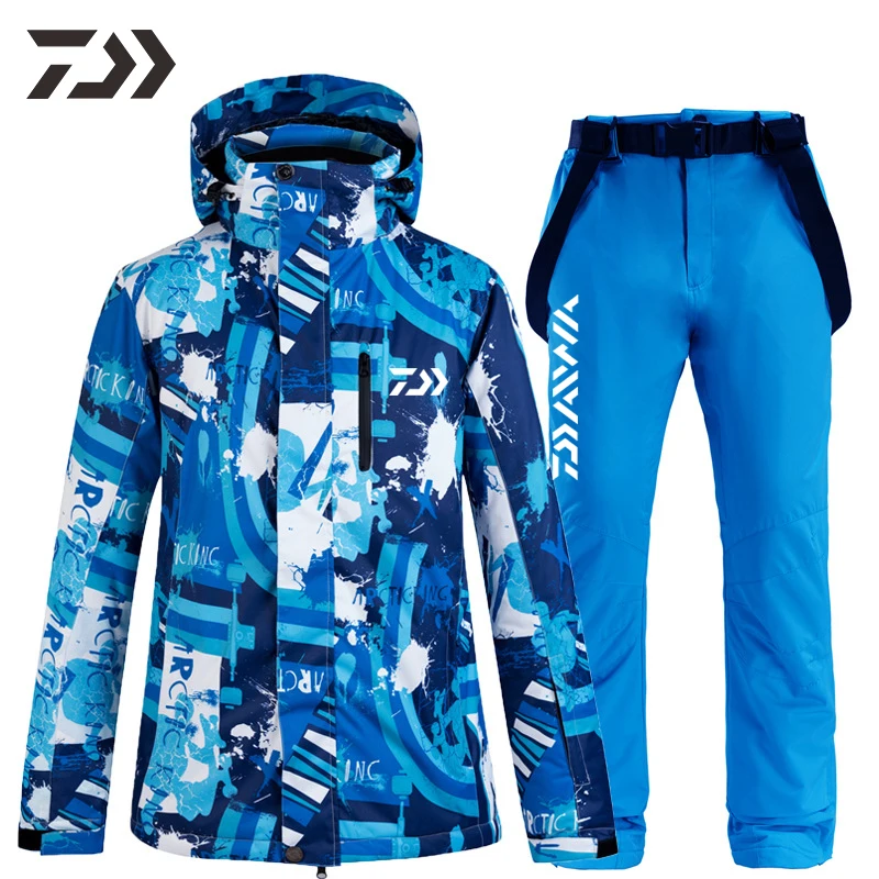 Daiwa рыболовный костюм водонепроницаемый в рыболовной одежде зимняя мужская рыболовная куртка термальный лыжный костюм для мужчин одежда для зимы Shitr - Цвет: Синий