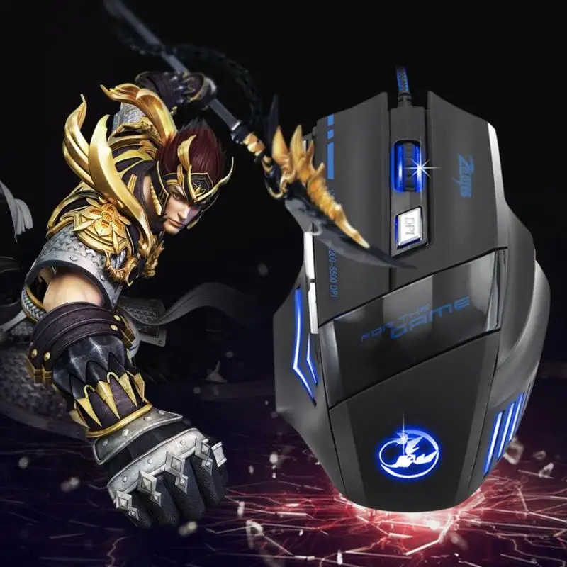 ZELOTES T-80 Проводная игровая мышь USB T80 5500 dpi 7 кнопок подсветка светодиодный оптическая компьютерная мышь для настольного ПК ноутбука геймера мыши