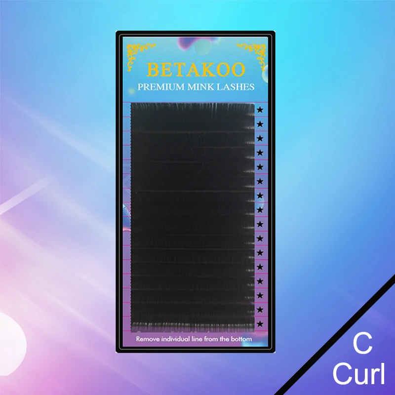 

BETAKOO 16rows C curl High Quality Individual Faux Mink Eyelash Extensions High quality thickness .03 to .25 soft False eyelash