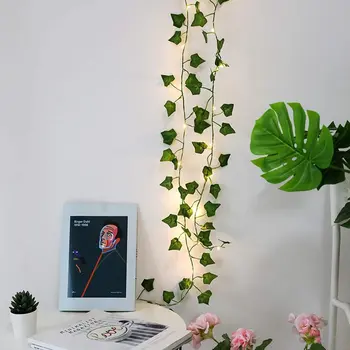 

100LED Copper wire led string light Green Maple leaf Garland lamp battery rattan light wedding home decor fairy string lamp