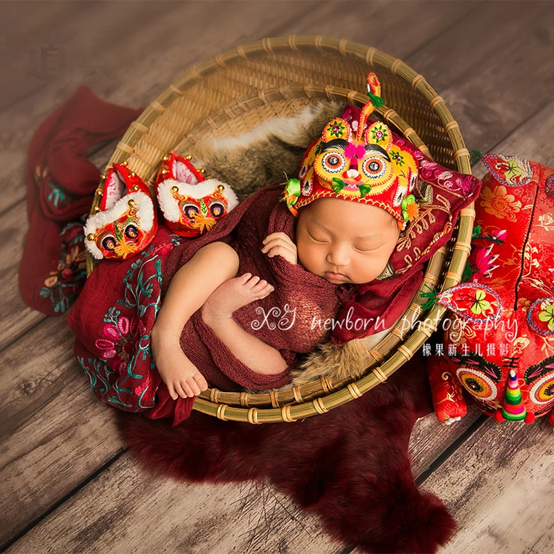 Newborn Photography Props Weaving Bamboo Baskets Baby Photo Bed Posing Props Photo Shoot Accessories Full-moon Baby  Cany Beds
