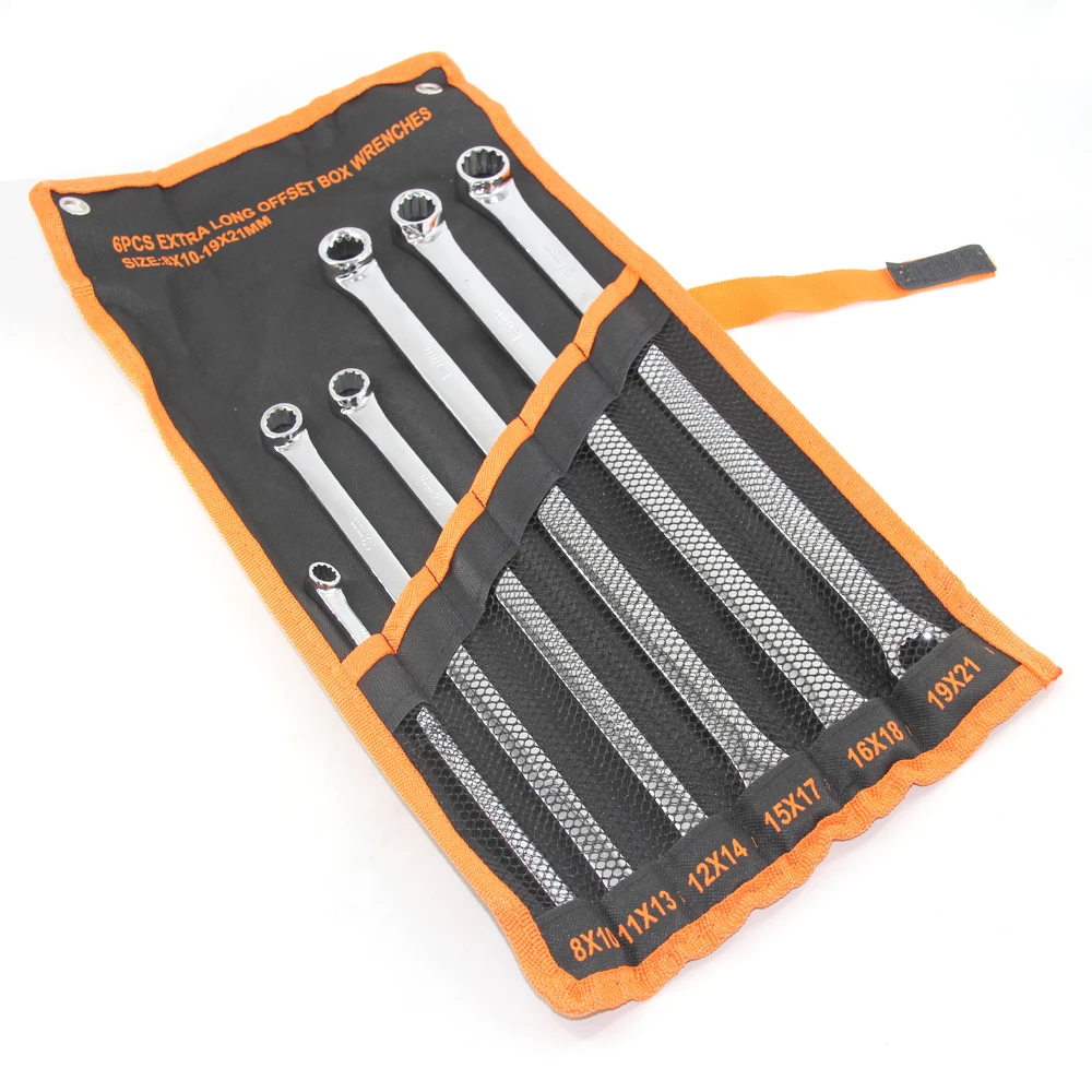 US $49.99 6 Pcs Extra Long Double Ring Box End Spanner Aviation Wrench Set Strong Power Less Effort Metric 8mm21mm