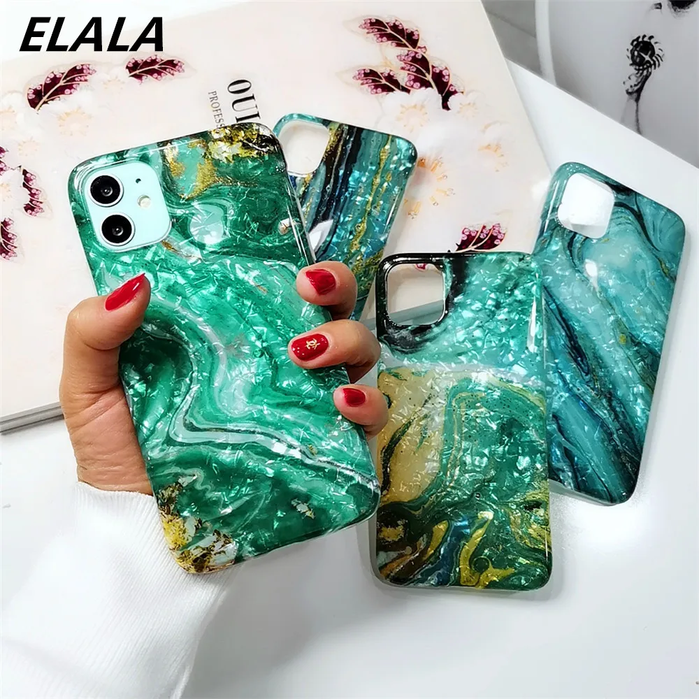 Глянцевый мраморный чехол для iphone XR чехлы с блестящим рисунком ракушка