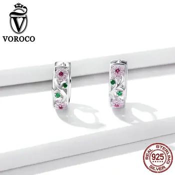 

VOROCO 925 sterling silver stud earring for girl CZ Secret Garden stud earrings second stud mini small delicate design