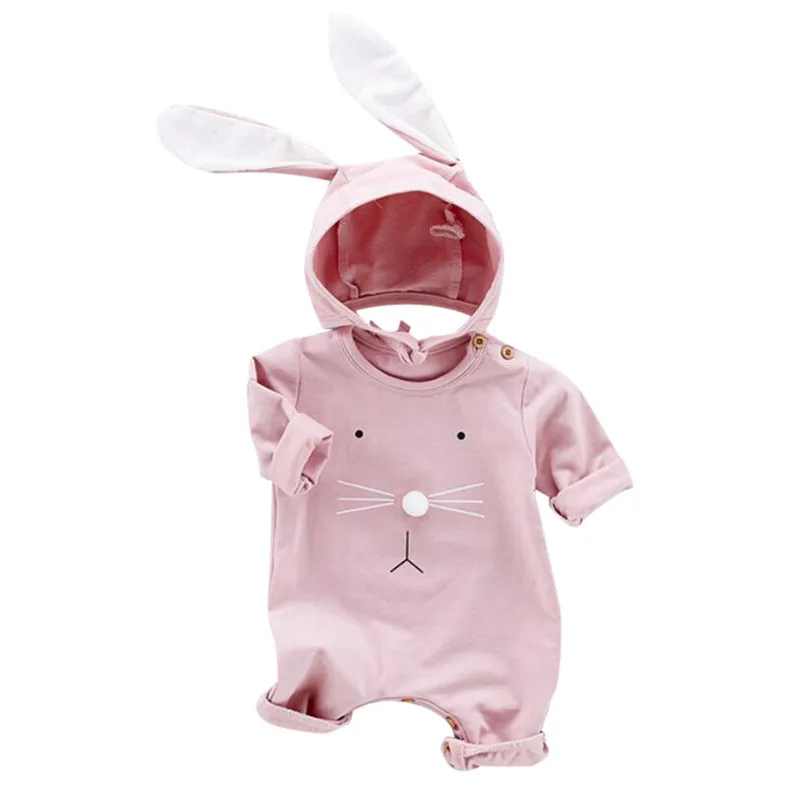 LONSANT Baby Girl Boy Clothes Romper+ Rabbit Ears Hat Autumn Winter Long Sleeve Newborn Infant Ruffle Romper Jumpsuit Outfits