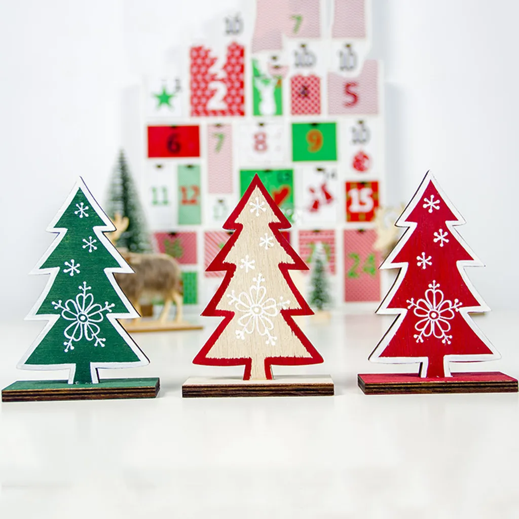 

Christmas Tree Desktop Decor Wooden Mini Christmas Tree Star Creative Letters Wood Tree Ornaments Home Xmas Party Holiday Decor