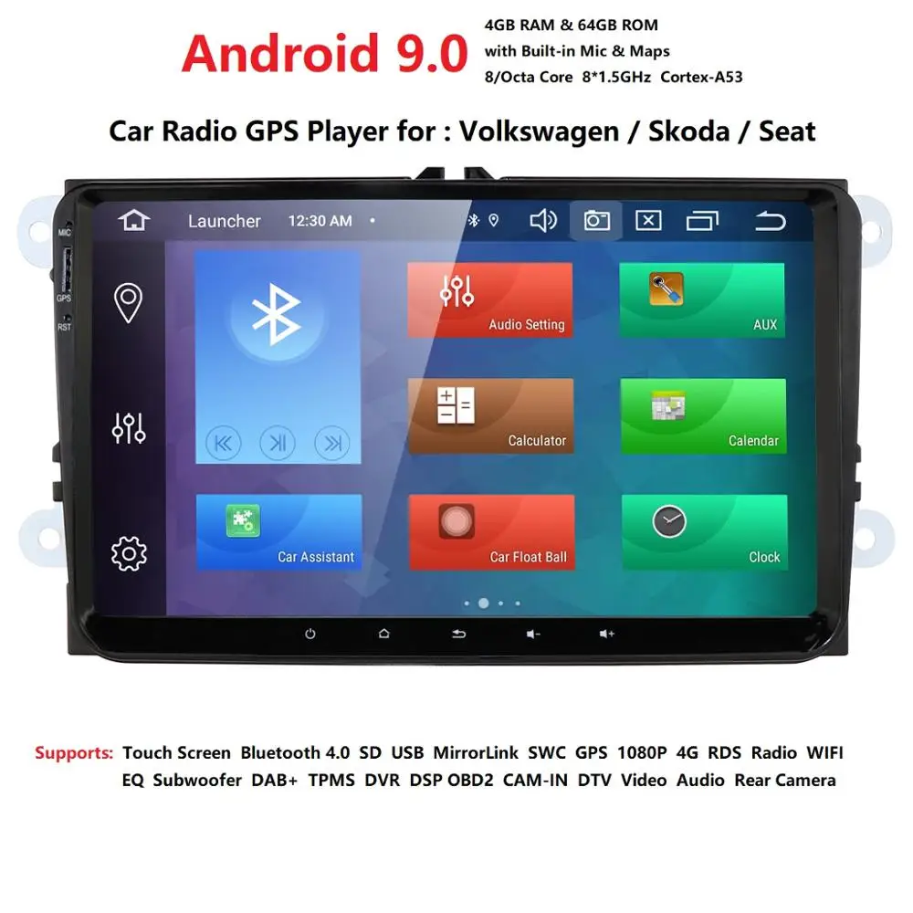 HIZPO android 9,0 Автомобильный gps для Volkswagen passat b7 b6 golf 5 Polo Tiguan octavia fabia с автомобильным gps навигационным радио плеером dab