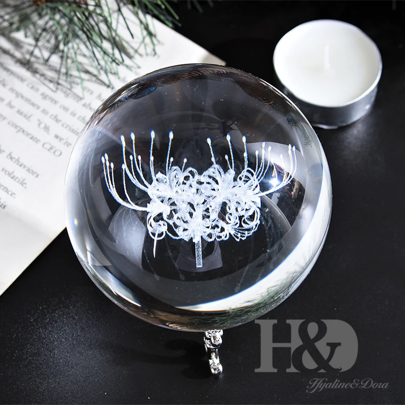 H& D 60 мм/80 мм 3D лазерная гравировка шар Санта Клауса Коллекционная миниатюрная Сфера с металлической подставкой Рождественский подарок детский домашний декор
