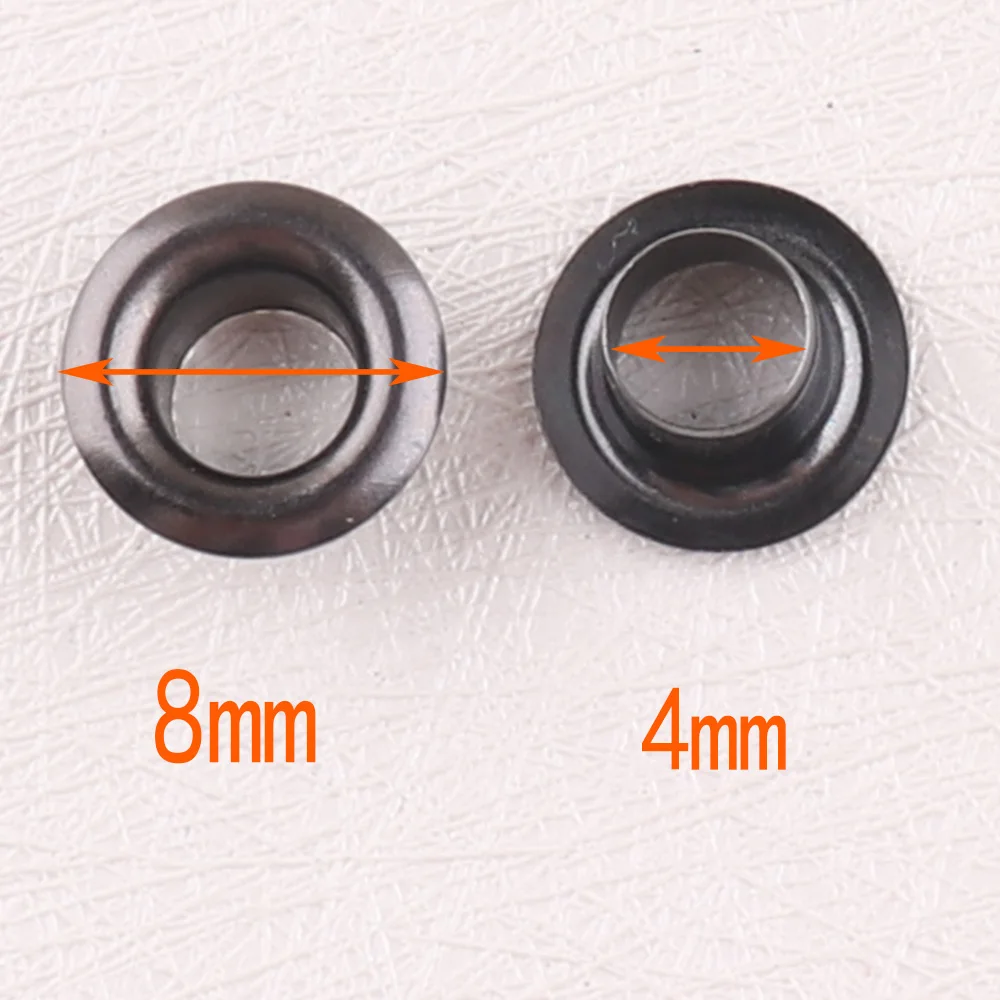 100 наборы металлических люверсов 4*8 мм черный пистолет с люверсами для DIY Скрапбукинг ремешок на туфли сумка бирка одежда рюкзак аксессуары Шитье