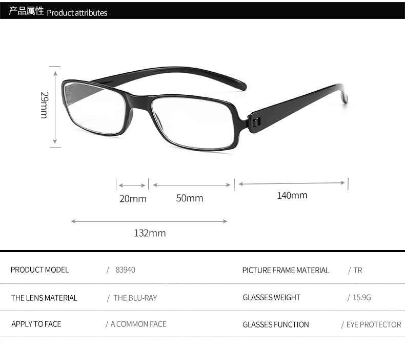 Унисекс очки для чтения 1,5 TR90 оправа акриловые линзы gafas de trabajo hombre черные очки по рецепту HC пластиковая оправа