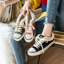 Женские ботильоны новая осенне-зимняя женская обувь на меху из вельвета и хлопка холщовая обувь для учеников