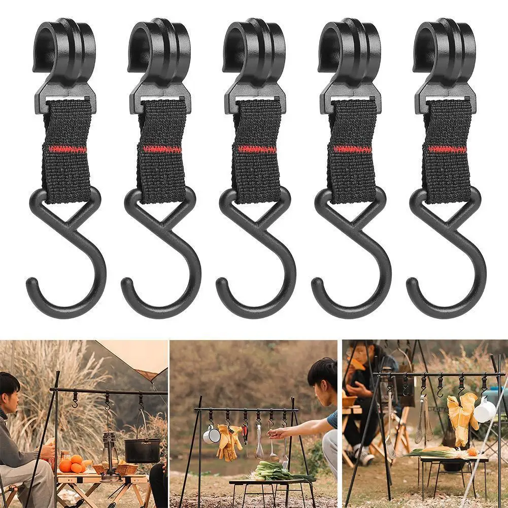 

5PCS Outdoor Camping Moveable Storage Hook Detachable Hanging Hook S-Shaped Hook for Outdoor