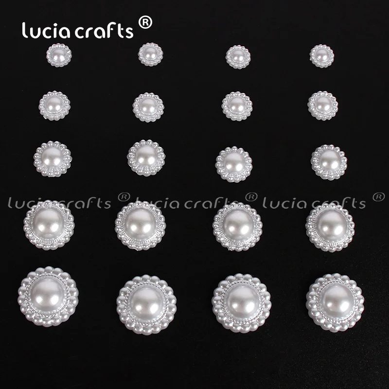 Lucia Crafts   Flower Half Round Imitation Pearls  Multi Size Flatback Beads DIY Sewing Garments Decor F0807 images - 6