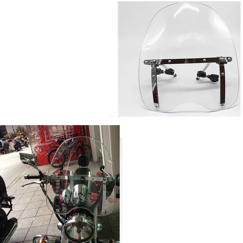 

7/8 inch or 1 inch Motorcycle Universal Clear Windscreen Wind Deflectors for Sportster Dyna Glide Softail for Honda Kawasaki Suz