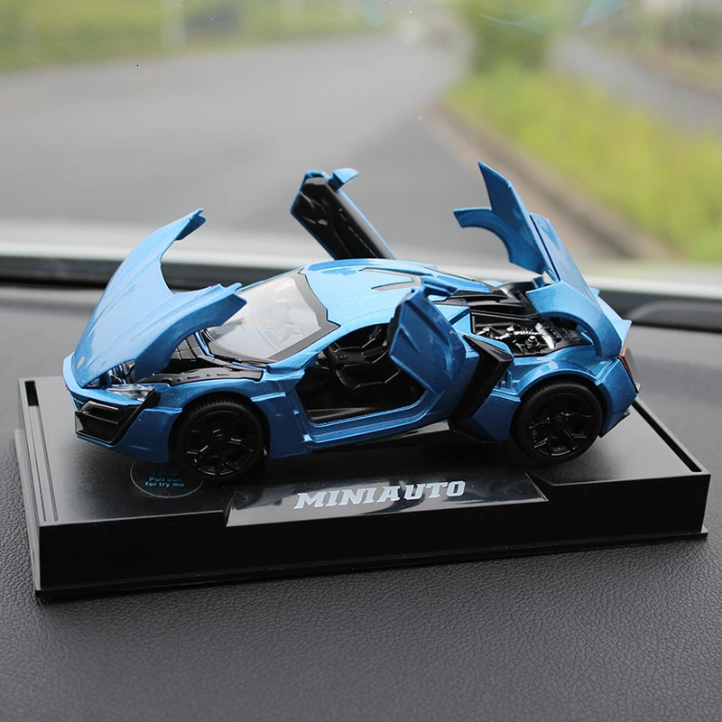 Украшение автомобиля 1:32 Сплав спортивный автомобиль литье модели интерьера роскошные украшения костюм для детей подарок украшения аксессуары - Название цвета: blue with box
