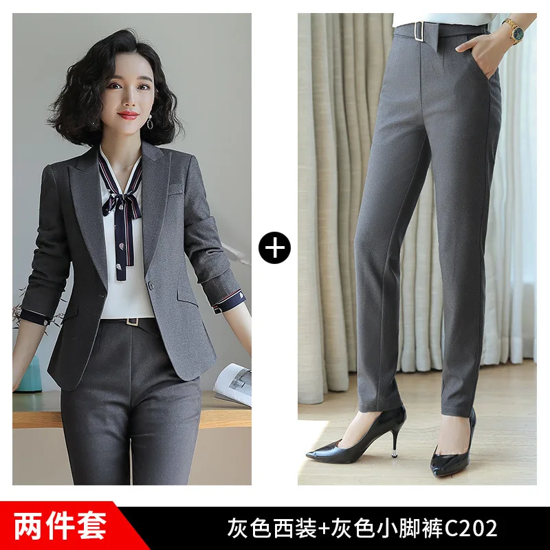 Pants suit Женский костюм осень-зима новая мода темперамент элегантная профессиональная одежда дикие брюки женский костюм из двух предметов - Цвет: Pants suit