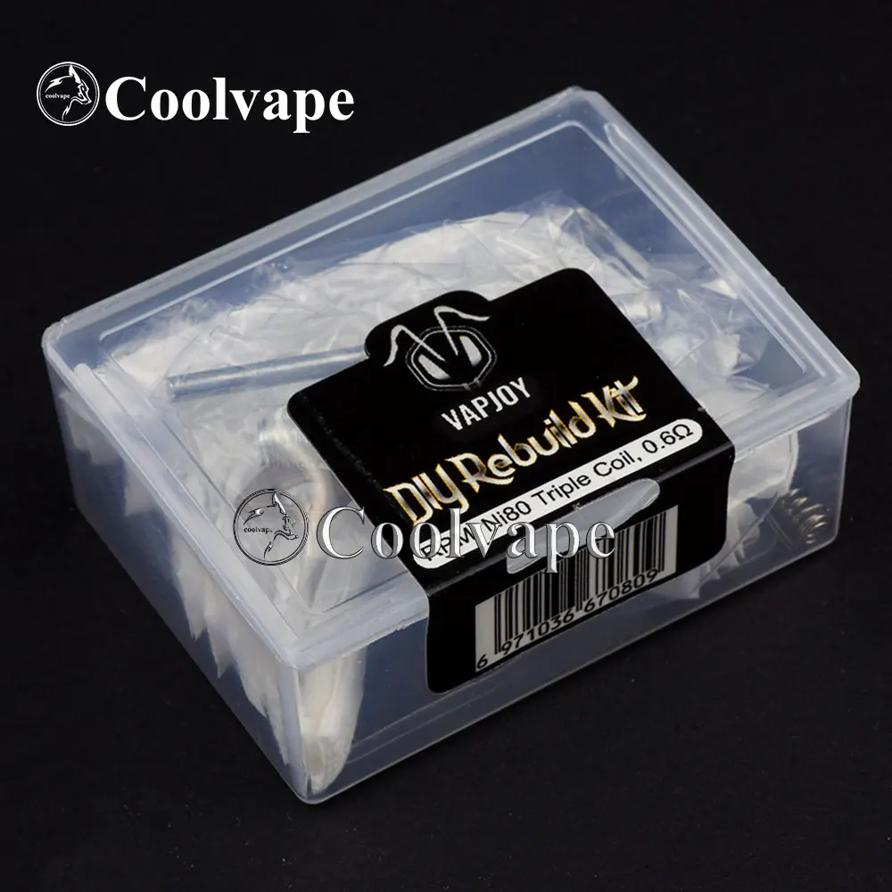 

10pcs/box VAPJOY DIY Rebuild Kit Ni80 premade coil RPM Ni80 triple coil 0.6ohm Rebuild pods Accessories Repair Tool vape cotton
