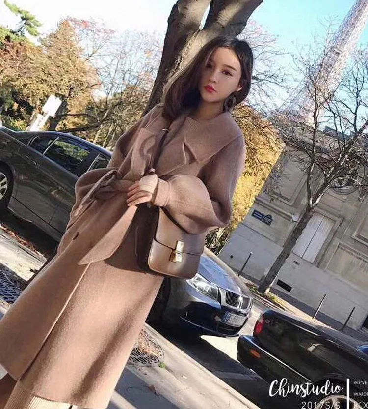 High Quality Double-sided Cashmere Coat Female Autumn and Winter Loose Long Wool Coat Women Woolen Jacket NS1746