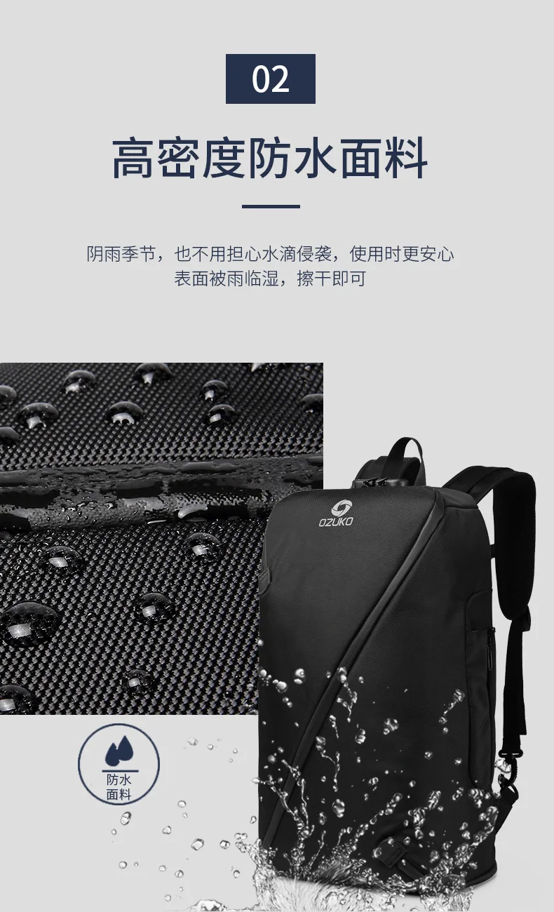Ozuko New Style Outdoor Riding Backpack Multilayer Storage Waterproof Backpack Men's Cross Border USB Computer Backpack