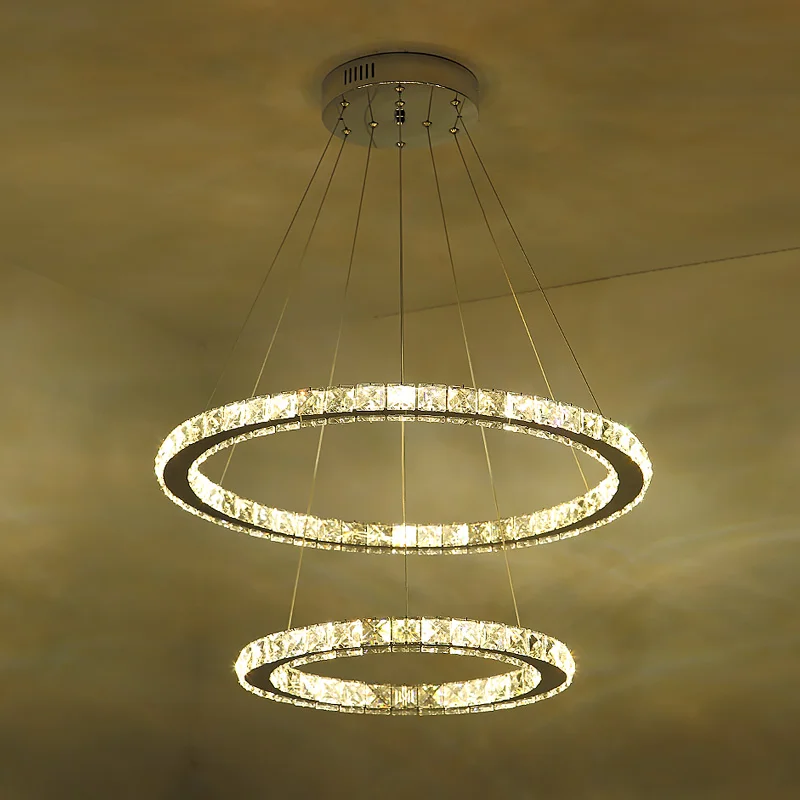 Modern Crystal Rings Chandelier Lighting Led Lamp Hanging Light Living Room Circle Chandeliers Indoor Fixtures AC 110 220V | Лампы и