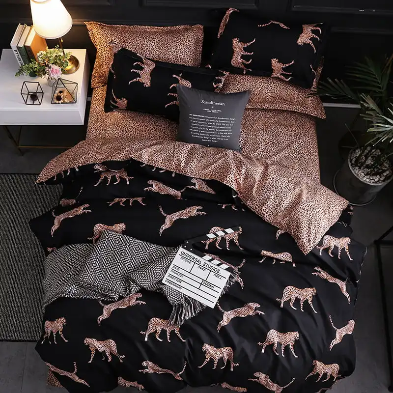 

Ali Hometextile Duvet Cover King Size Queen Size Comforter Sets Leopard Printing Bedding Set ZB69#