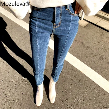 

Mozuleva Spring Summer Stretch Patchwork Denim Jeans Women Skinny Tassel High Waist Pants Capris Female Pencil Jeans 2019