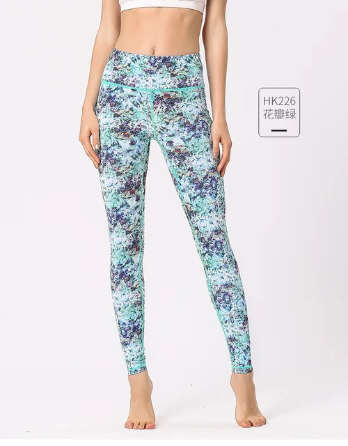 Women High Waisted Yoga Pants Sports Fitness Gym Leggings Printing Tights Running Athletic Female Stretchy Skinny Scrunch Butt HK226