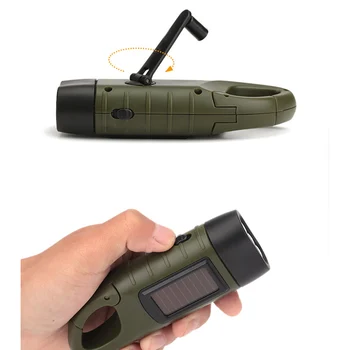 

Mini Emergency Hand Crank Generator Solar Flashlight Rechargeable LED Light Lamp Charging Powerful Torch For Safety Survival