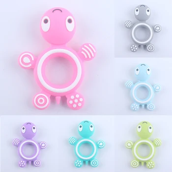 

1Pcs Baby Teether Toy Soft Silicone Tooth Gum Cartoon Tortoise Shape Molar Tool Finger Buckle Design Infant Newborn Toddler Gift