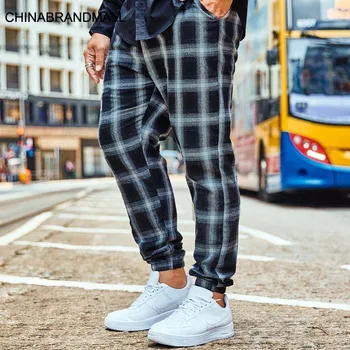 

super Brand Big size Men's Wear super Fat Man Grid Leisure Pants Loose Grid Face Sports Pants