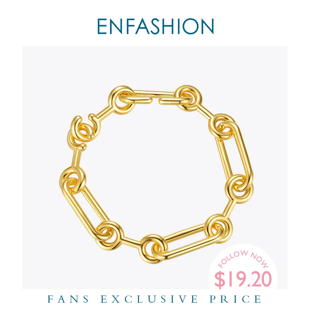 

ENFASHION Link Chain Bracelets For Women Armband Gold Color Simple Men Bracelet Fashion Jewellery Gifts 2020 Pulseras B202154