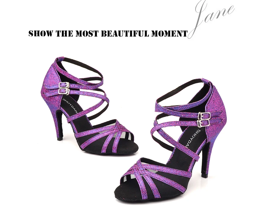 SHOYDANC/фиолетовые женские туфли для танцев на высоком каблуке; Обувь для бальных танцев; обувь для выступлений на мягкой подошве; вечерние туфли для танцев