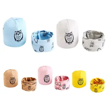 

Cartoon Printing Children Bib Hat Suit Baby Kids Autumn Winter Warm Scarf Cap N1HB